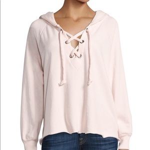 Wildfox Pink Lace Up Sweatshirt